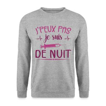 Je Peux Pas Je Suis De Nuit - Sweat-shirt Unisexe - gris chiné - Devant - Alina (178cm) & Michal (187cm)