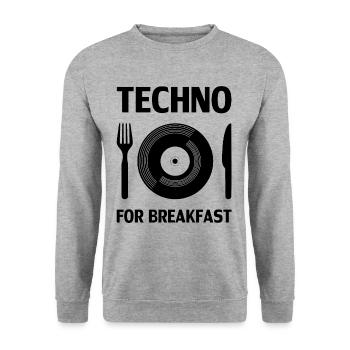 Techno - Techno Musik, Rave, Techno for Breakfast - Unisex Pullover - Weißgrau meliert - Vorne - Alina (178cm) & Michal (187cm)