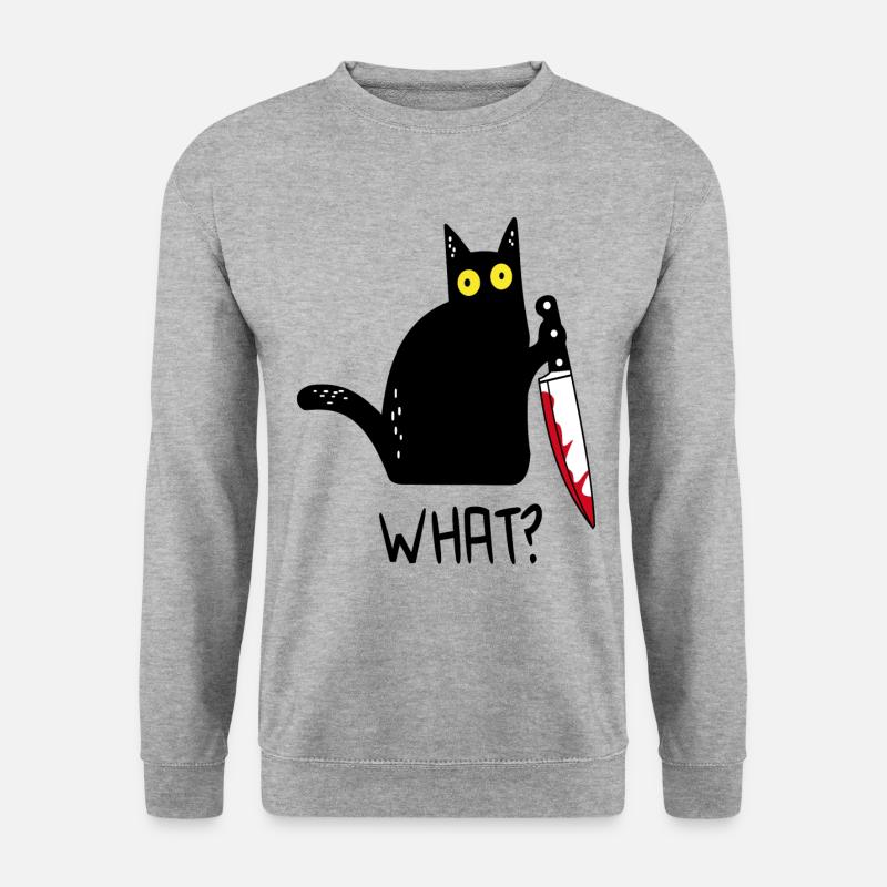 Chat noir Quoi ? - Sweat-shirt Unisexe - gris chiné