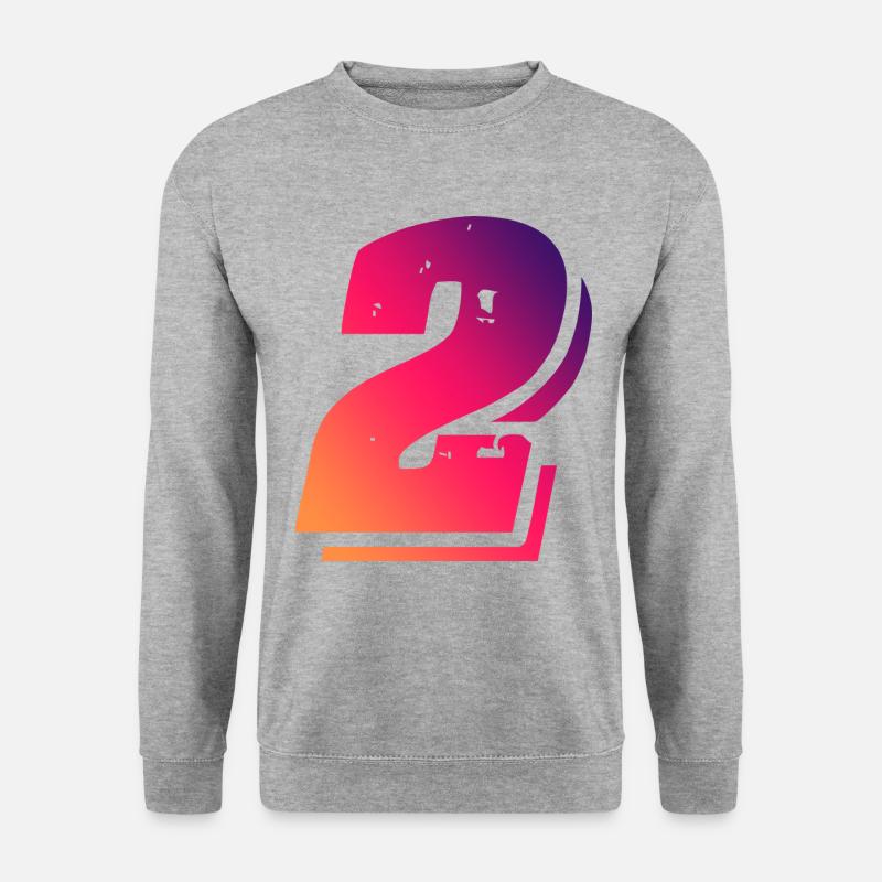 2 Zahl Symbol - Unisex Pullover - Weißgrau meliert