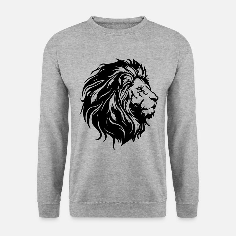 Löwenkopf Löwe Silhouette - Unisex Pullover - Weißgrau meliert