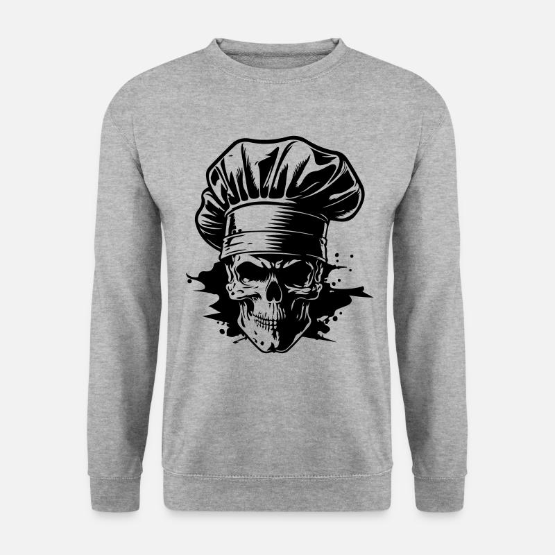 Koch Skelett Chef - Unisex Pullover - Weißgrau meliert