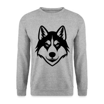 Husky Hund Kopf - Unisex Pullover - Weißgrau meliert - Vorne - Alina (178cm) & Michal (187cm)