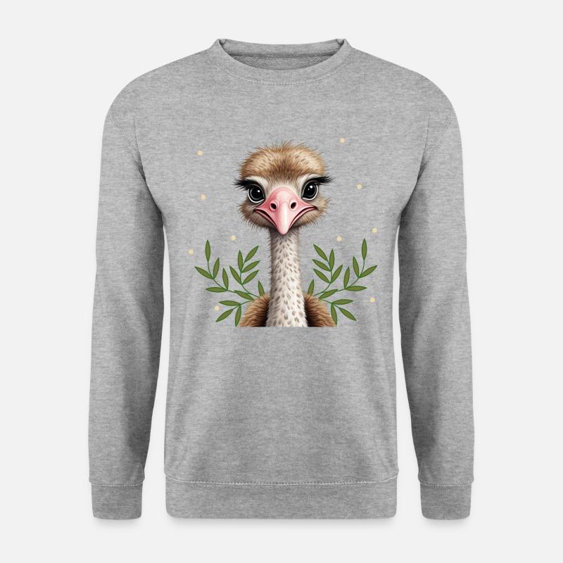 Niedlicher Strauß - Unisex Pullover - Weißgrau meliert