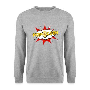 Popcorn Pop Art - Unisex Pullover - Weißgrau meliert - Vorne - Alina (178cm) & Michal (187cm)