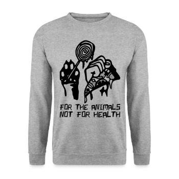 VEGAN For The Animals Not For Health - Unisex Pullover - Weißgrau meliert - Vorne - Alina (178cm) & Michal (187cm)