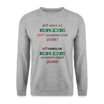 ERDE -> ZUKUNFT - Unisex Pullover - Weißgrau meliert - Vorne - Alina (178cm) & Michal (187cm)