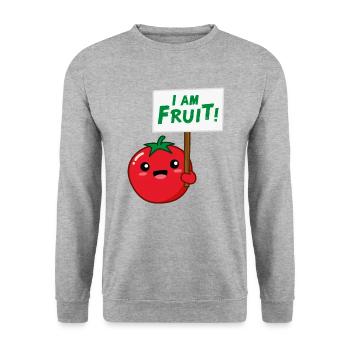 Je suis Fruit - Sweat-shirt Unisexe - gris chiné - Devant - Alina (178cm) & Michal (187cm)