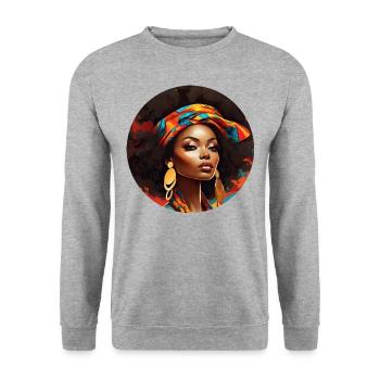 Funkeln im Afro-Stil - Unisex Pullover - Weißgrau meliert - Vorne - Alina (178cm) & Michal (187cm)
