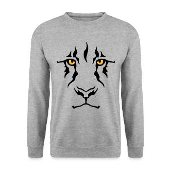 Le regard du lion - Sweat-shirt Unisexe - gris chiné - Devant - Alina (178cm) & Michal (187cm)
