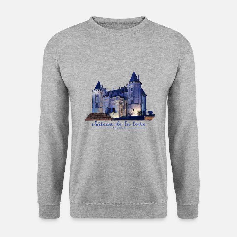 Schlösser der Loire - Unisex Pullover - Weißgrau meliert