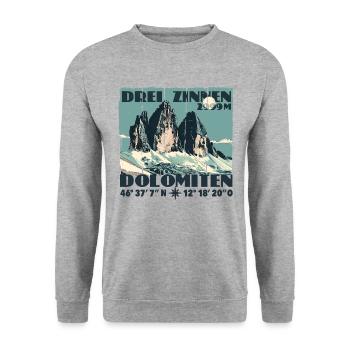 Three Peaks Dolomites Hiking Souvenir Lavaredo - Unisex Sweatshirt - salt & pepper - Front - Alina (178cm) & Michal (187cm)