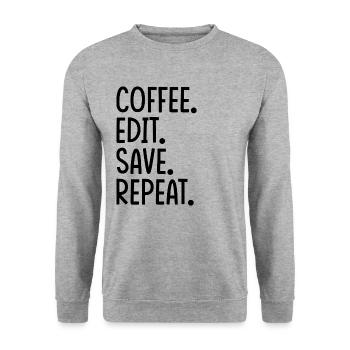 Café Modifier Enregistrer Répéter - Sweat-shirt Unisexe - gris chiné - Devant - Alina (178cm) & Michal (187cm)