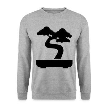 Bonsai icon Symbol - Unisex Pullover - Weißgrau meliert - Vorne - Alina (178cm) & Michal (187cm)