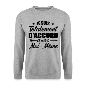 I totally agree with myself - Unisex Sweatshirt - salt & pepper - Front - Alina (178cm) & Michal (187cm)
