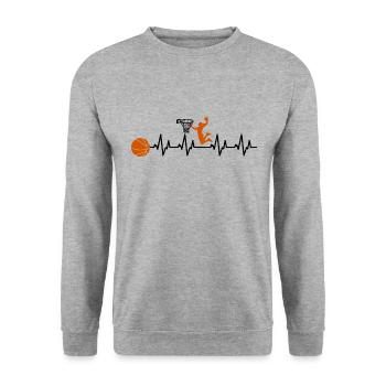 basketball heartbeat player basketball t-shirt - Unisex Sweatshirt - salt & pepper - Front - Alina (178cm) & Michal (187cm)