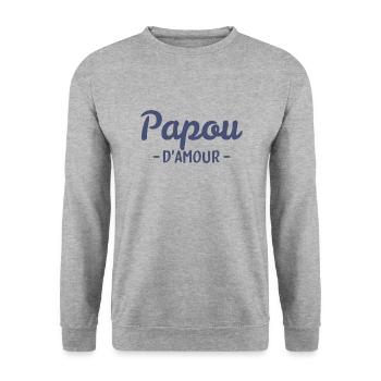 T-Shirt homme Papou d'amour - Sweat-shirt Unisexe - gris chiné - Devant - Alina (178cm) & Michal (187cm)