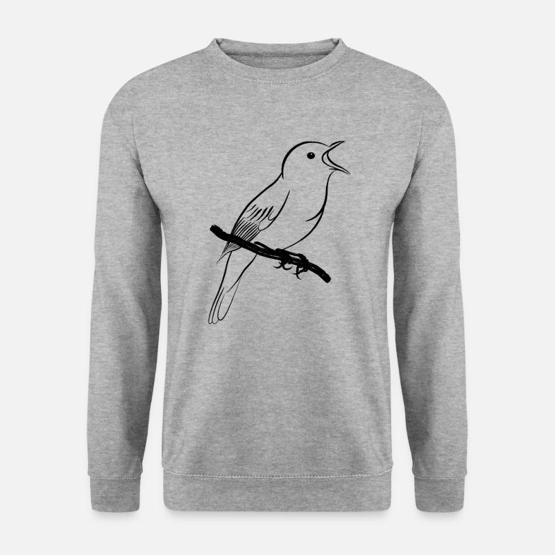singende Nachtigall / singender Vogel - Unisex Pullover - Weißgrau meliert