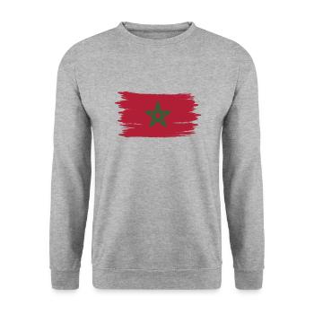 Marokko Flagge grunge T-Shirt - Unisex Pullover - Weißgrau meliert - Vorne - Alina (178cm) & Michal (187cm)