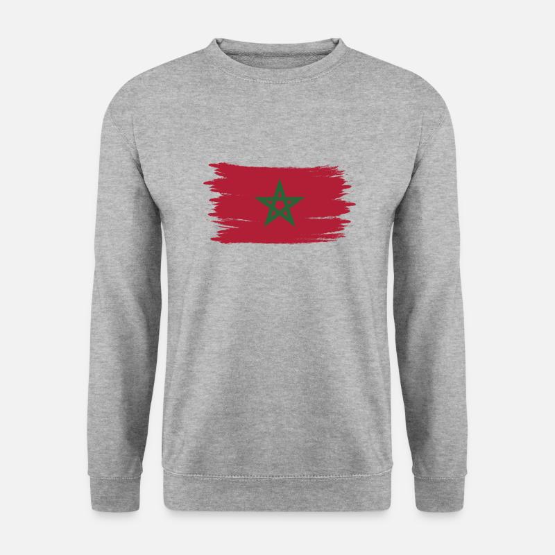 Marokko Flagge grunge T-Shirt - Unisex Pullover - Weißgrau meliert