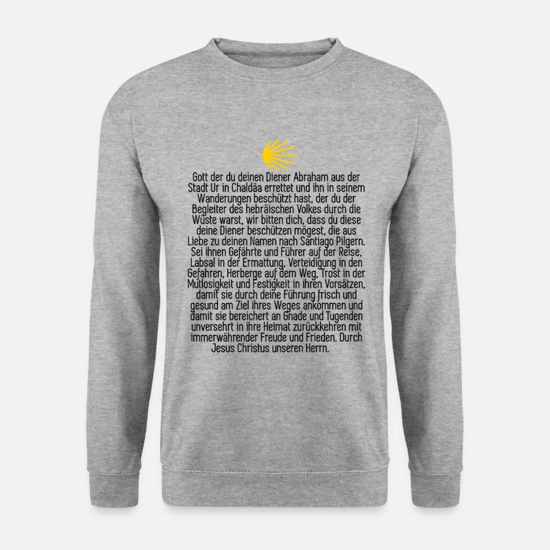 Camino Geschenk - Pilger Segen für Jakobsweg - Unisex Pullover - Weißgrau meliert