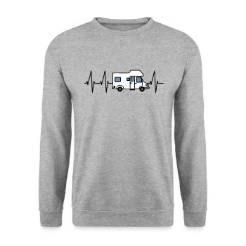 Passion caravan and camping gift - Unisex Sweatshirt - salt & pepper - Front - Alina (178cm) & Michal (187cm)
