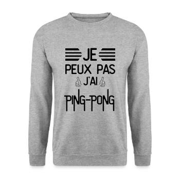 Je Peux Pas J Ai Ping pong - Sweat-shirt Unisexe - gris chiné - Devant - Alina (178cm) & Michal (187cm)