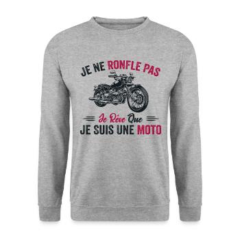 Je Ne Ronfle Pas Je Rêve Que Je Suis Une Moto - Sweat-shirt Unisexe - gris chiné - Devant - Alina (178cm) & Michal (187cm)