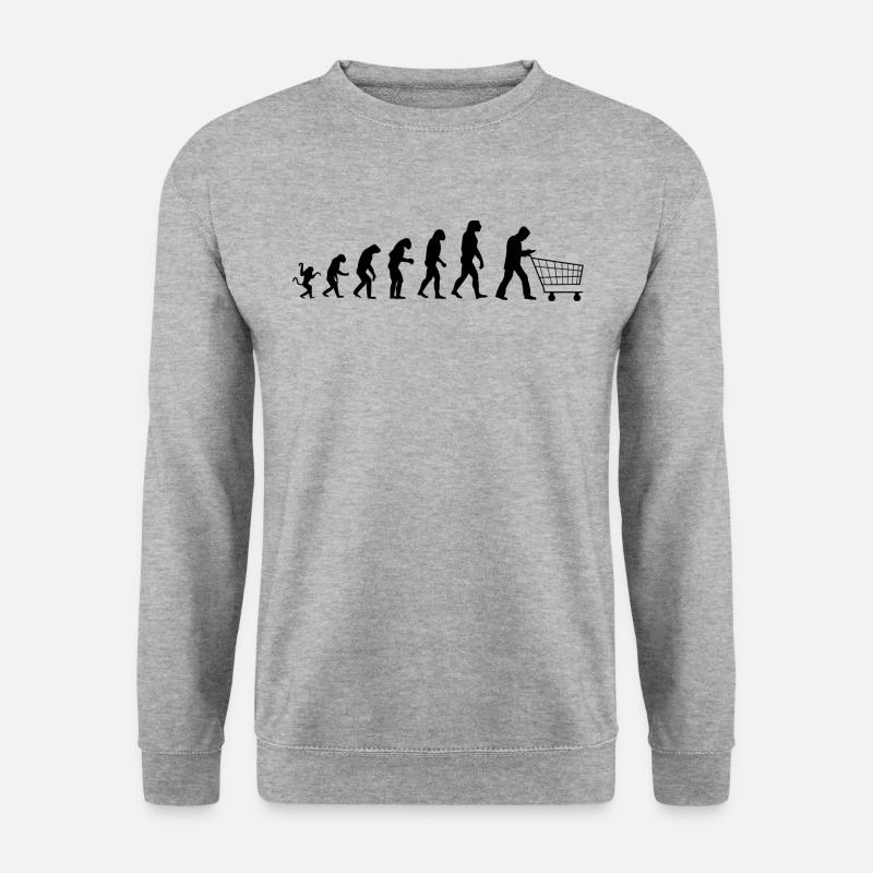 Evolution des Menschen: Konsumgesellschaft N. - Unisex Pullover - Weißgrau meliert