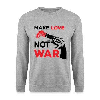 Liebe Love Pistole Kondom Sex Statement Geschenk - Unisex Pullover - Weißgrau meliert - Vorne - Alina (178cm) & Michal (187cm)