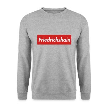 Friedrichshain | Fan motif | white - Unisex Sweatshirt - salt & pepper - Front - Alina (178cm) & Michal (187cm)