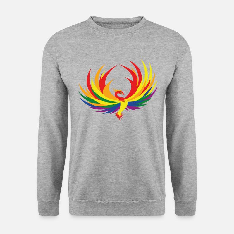 Regenbogenfahne, Phönix - Unisex Pullover - Weißgrau meliert