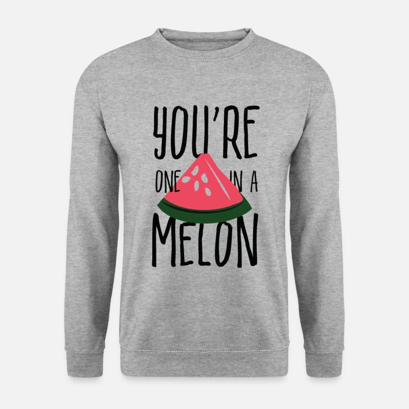 Du bist einer in einem Melonen-Wortspiel - Unisex Pullover - Weißgrau meliert