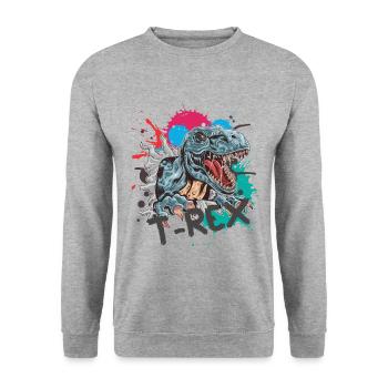 T-Rex - Unisex Sweatshirt - salt & pepper - Front - Alina (178cm) & Michal (187cm)