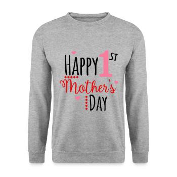 Happy Mothers Day Mother's Day Mother's Day Gift - Unisex Sweatshirt - salt & pepper - Front - Alina (178cm) & Michal (187cm)