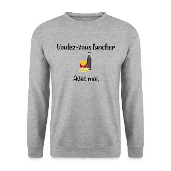 T-shirt Voulez-vous luncher - Sweat-shirt Unisexe - gris chiné - Devant - Alina (178cm) & Michal (187cm)