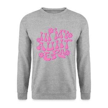 In My Aunt Era Baby Announcement for Aunt Mother's - Unisex Sweatshirt - salt & pepper - Front - Alina (178cm) & Michal (187cm)