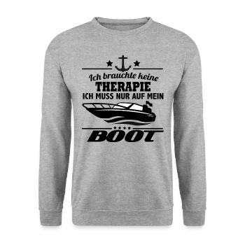 Therapie auf dem Boot - Unisex Pullover - Weißgrau meliert - Vorne - Alina (178cm) & Michal (187cm)