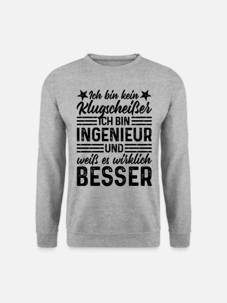 Ingenieur lustiger Spruch bin kein Klugscheißer - Unisex Pullover - Weißgrau meliert