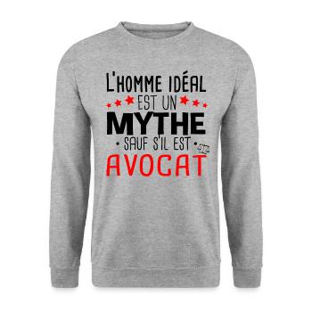 Avocat Homme Humour Cadeau Métier Mythe Tribunal - Sweat-shirt Unisexe - gris chiné - Devant - Alina (178cm) & Michal (187cm)