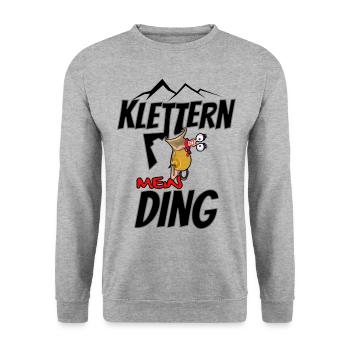 Klettern mein Ding - Unisex Pullover - Weißgrau meliert - Vorne - Alina (178cm) & Michal (187cm)