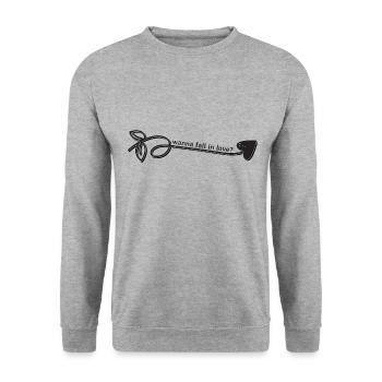 Wanna fall in love? - Unisex Pullover - Weißgrau meliert - Vorne - Alina (178cm) & Michal (187cm)