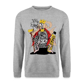 Farbe RE2 D2 - Unisex Pullover - Weißgrau meliert - Vorne - Alina (178cm) & Michal (187cm)