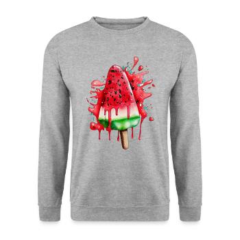 Watermelon Ice Wassermelone Eis - Unisex Pullover - Weißgrau meliert - Vorne - Alina (178cm) & Michal (187cm)