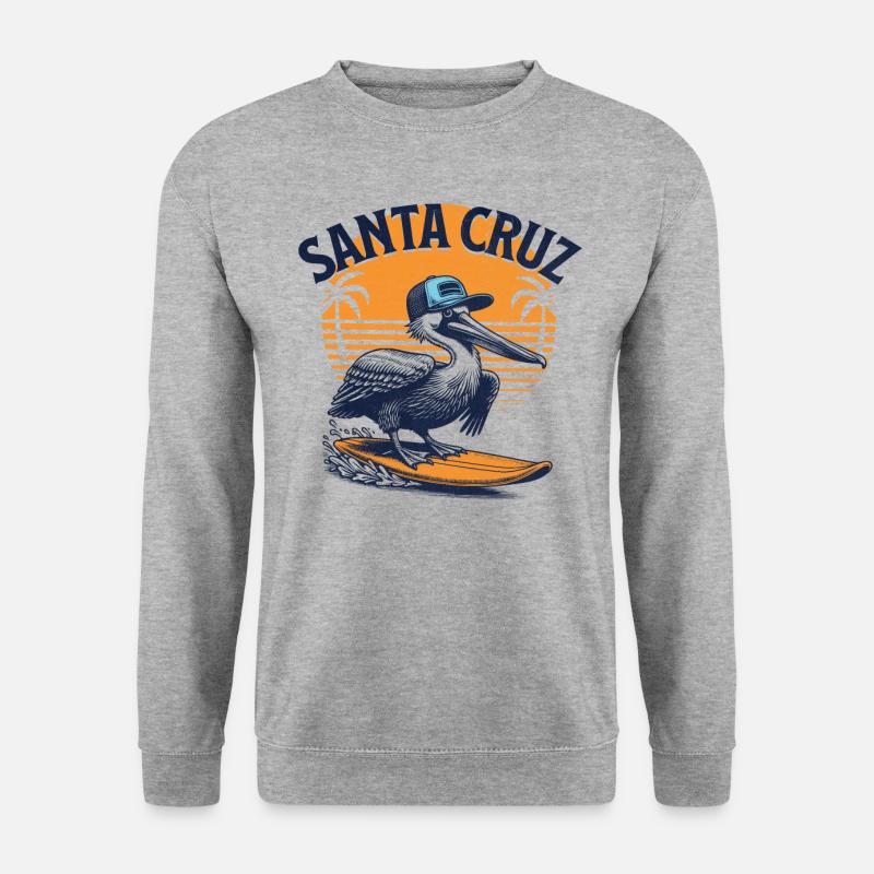 Santa Cruz Surfing Pelican - Unisex Pullover - Weißgrau meliert