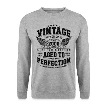 Jahrgang 2006 Vintage Retro Geburtstag Geschenk - Unisex Pullover - Weißgrau meliert - Vorne - Alina (178cm) & Michal (187cm)
