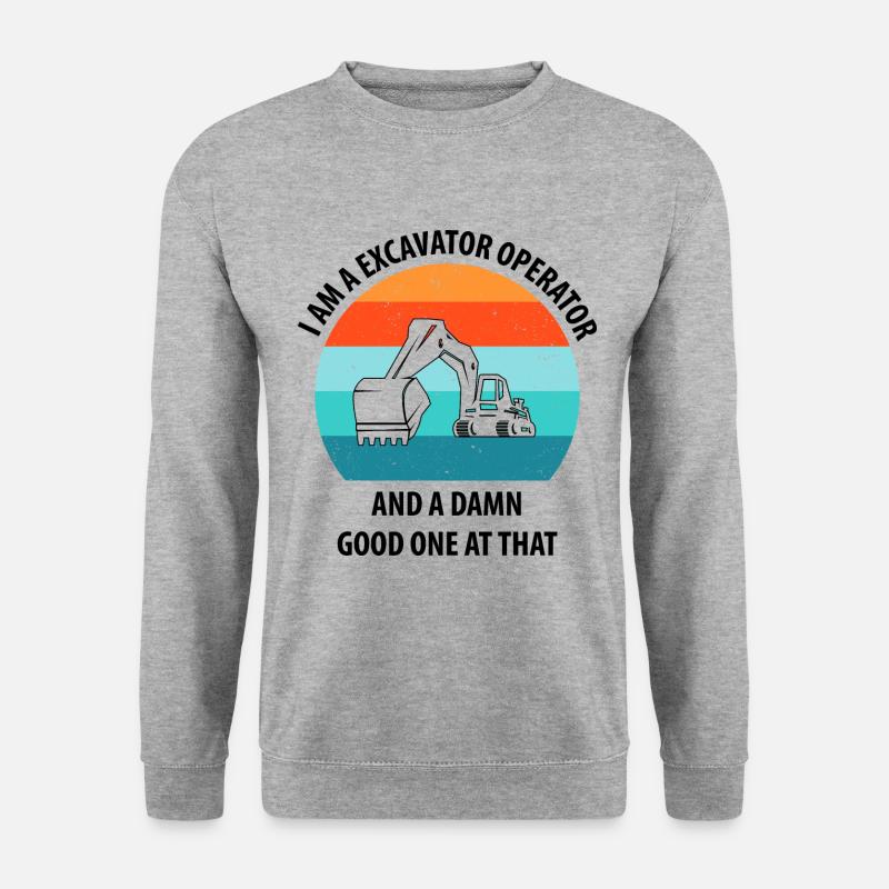 Bagger Baggerfahrer Baggerwagen - Unisex Pullover - Weißgrau meliert
