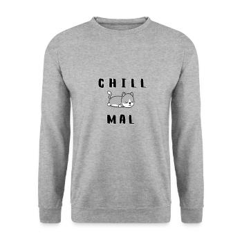 Chill Cat - Unisex Sweatshirt - salt & pepper - Front - Alina (178cm) & Michal (187cm)