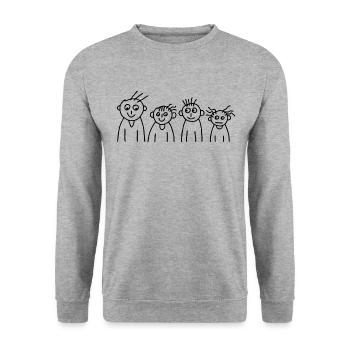 Familie Freunde Leute Menschen - Unisex Pullover - Weißgrau meliert - Vorne - Alina (178cm) & Michal (187cm)