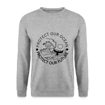 Protégeons notre océan - Sweat-shirt Unisexe - gris chiné - Devant - Alina (178cm) & Michal (187cm)